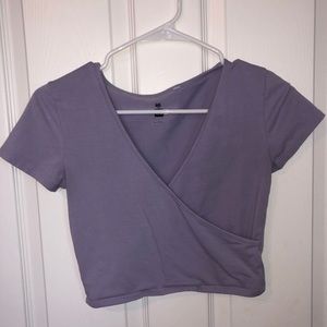 purple cross crop top